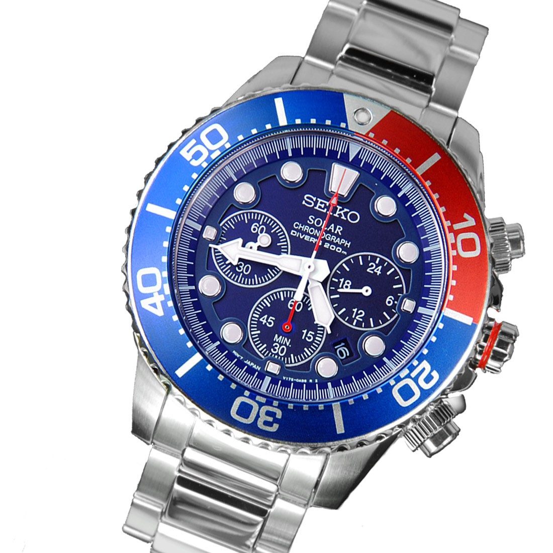 seiko men's ssc019 solar diver chronograph watch