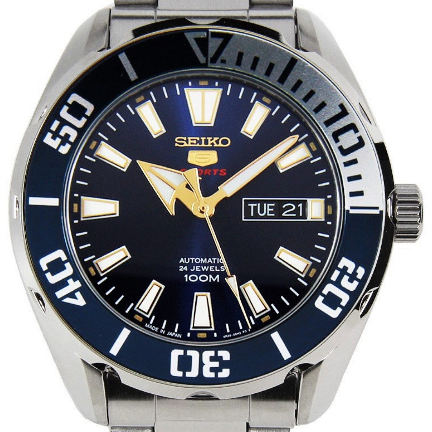 SEIKO 5 Sports SRPC51J Japan Made Automatic Blue Dial Stainless Steel